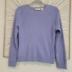 Preswick & Moore Lilac Purple Cable Knit Crewneck Sweater Size Petite Large